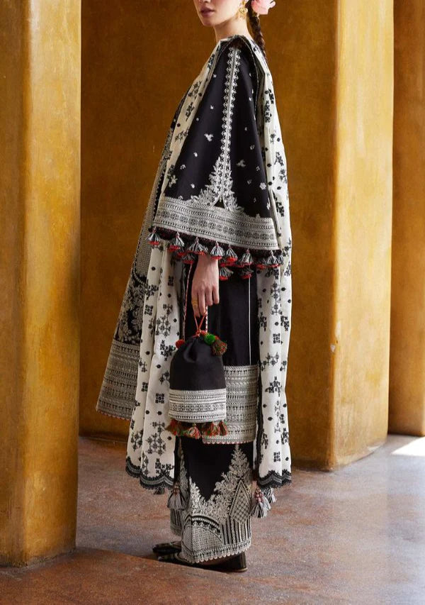 Grace Z119- Stitched Embroidered 3pc Lawn Dress With Embroidered munar Net Dupatta.
