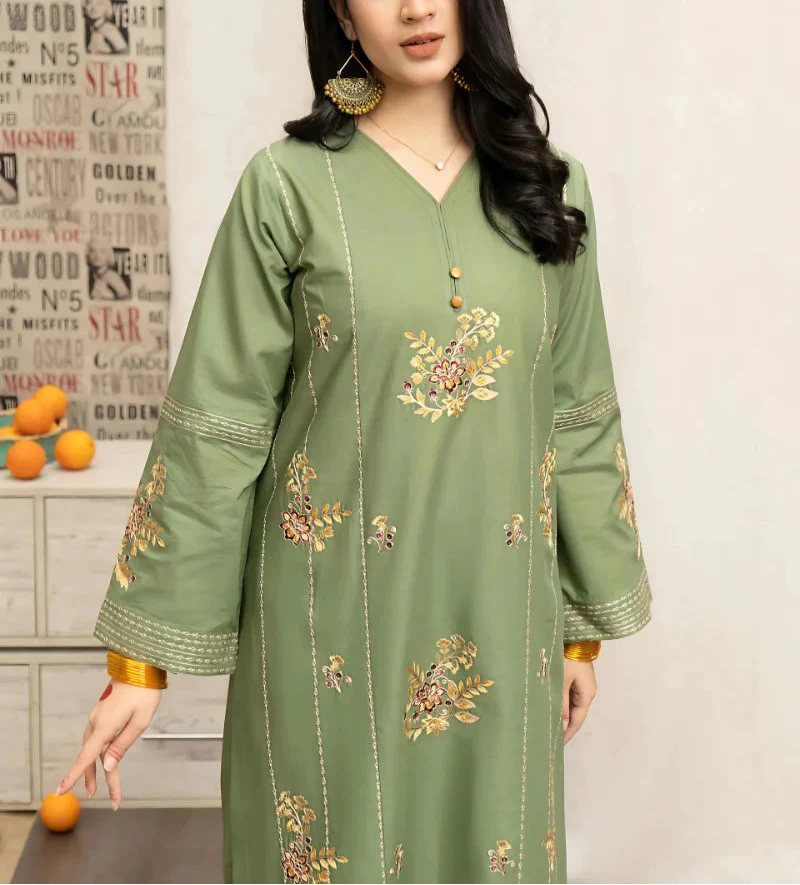 Grace Z78- Stitched Embroidered 3PC Lawn with Printed Munar Dupatta.