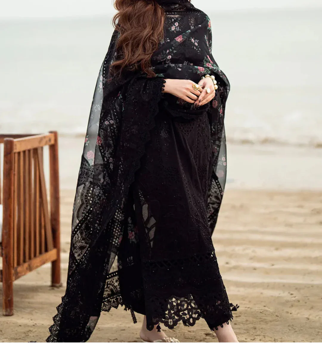 Grace Z-(W753) - Stitched Embroidered 3pc CHIKANKARI Marina Dress With Printed Munar Dupatta.