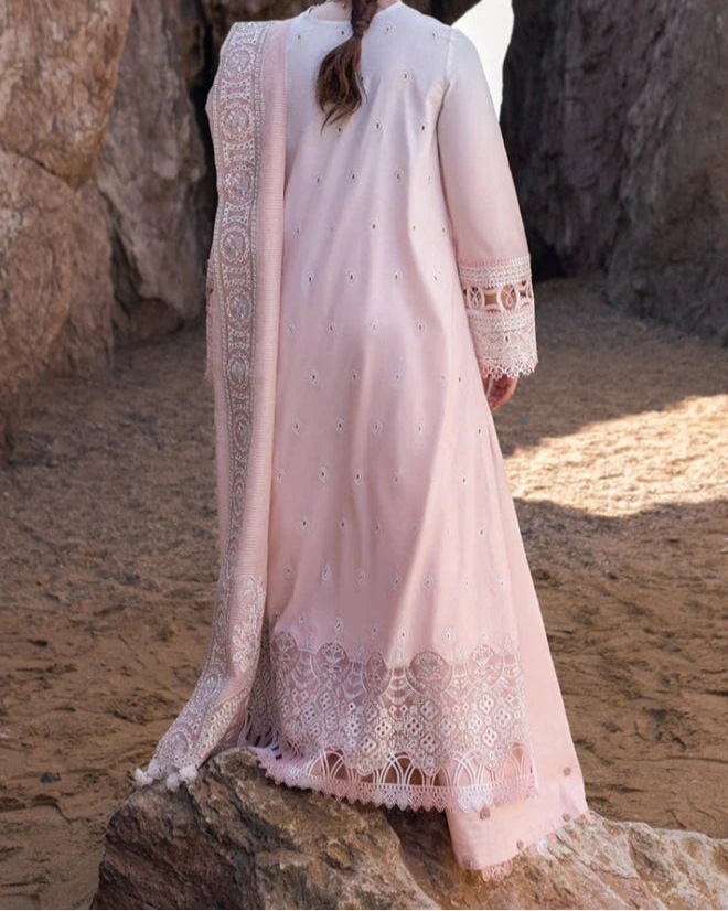 Grace S1212-Embroidered 3pc CHICKANKARI Lawn Dress With Embroidered Munar Dupatta.
