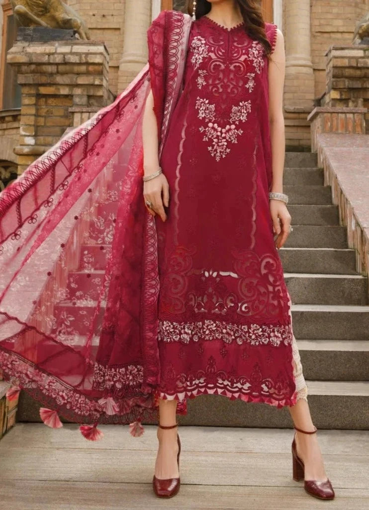 Grace S644-Embroidered 3pc chickan lawn dress with Embroidered organza dupatta.