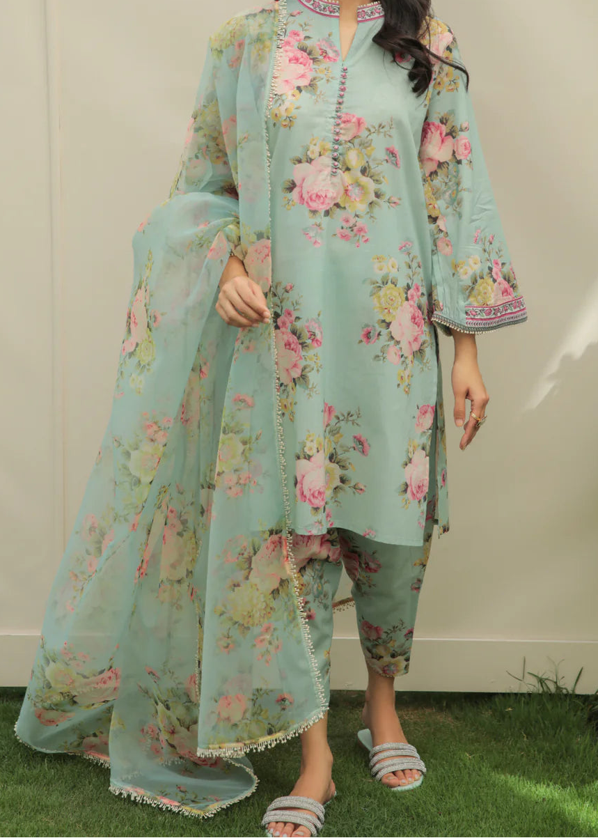 Grace W874 - Digital Printed 3pc Karandi Dress With Digital Printed Karandi Shawl.