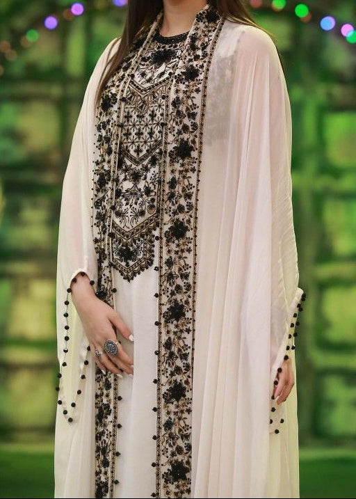 Grace W988- Embroidered 3pc Linen Dress with Embroidered Chiffon Dupatta.