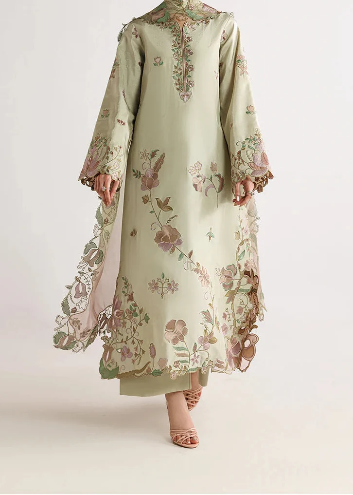 Grace W1041 - Embroidered 3pc Marina Dress With Tie & Dye Chiffon Dupatta.