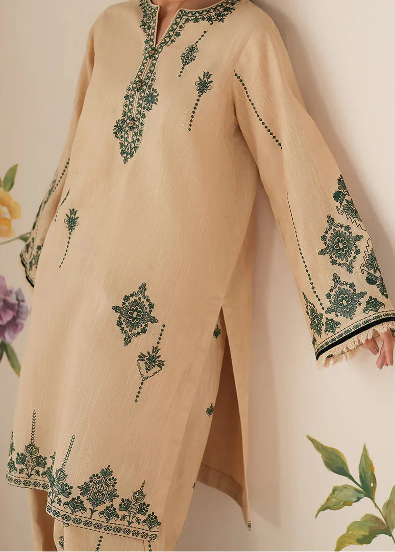 Grace Z-(W861) - Stitched Embroidered 3pc Marina Dress With Printed Shawl.