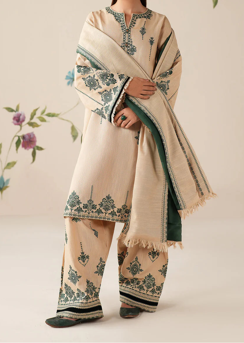 Grace W861-Embroidered 3pc Marina Dress With Printed Shawl.