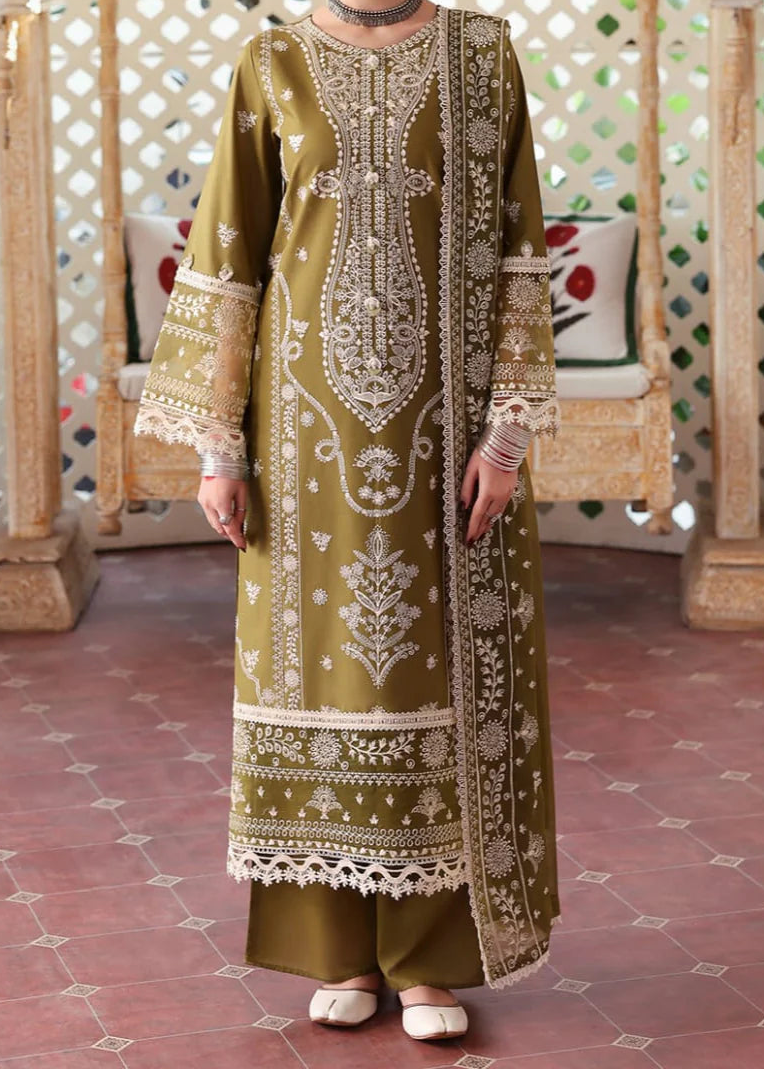 Grace W834-Embroidered 3pc Marina Dress With Printed Shawl.