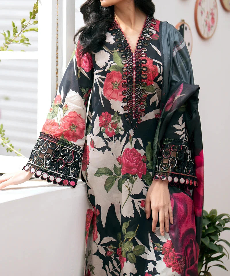 Grace W467-Printed 3pc karandi Dress With Printed karandi Shawl.