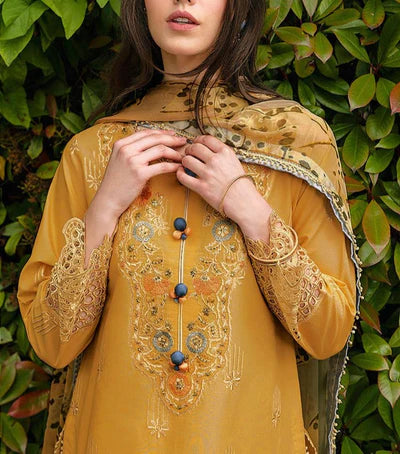 Grace Z(S1019)- Stitched Embroidered 3pc Lawn dress with Printed Munar Dupatta.