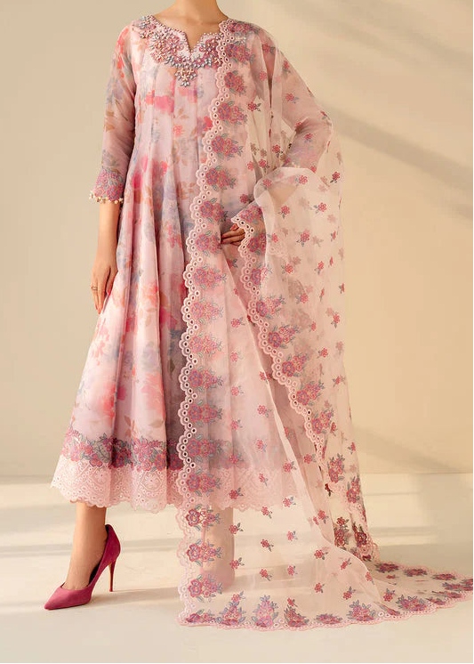 Grace S1335 - Printed & Embroidered 3pc Lawn Dress With Embroidered Chiffon Dupatta.