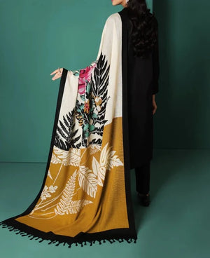 Grace W350-Embroidered 3pc khaddar dress With Printed  Shawl.