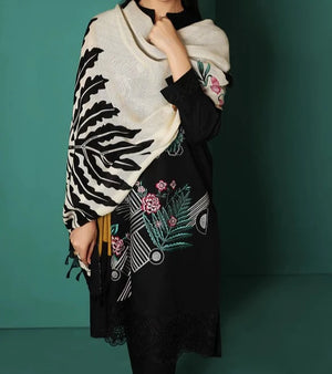 Grace W350-Embroidered 3pc khaddar dress With Printed  Shawl.
