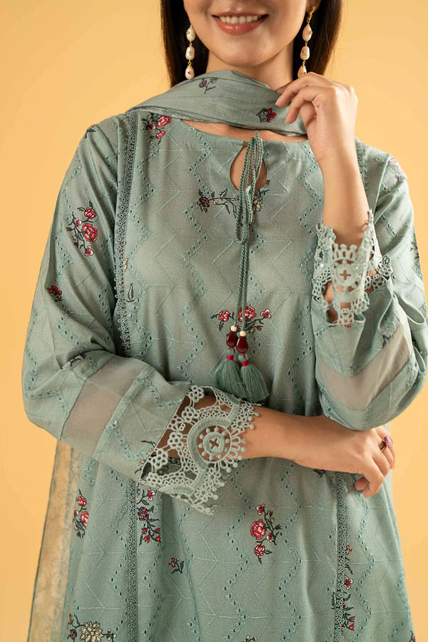 Grace S876-Embroidered 3pc Lawn Dress with Embroidered Munar Dupatta.