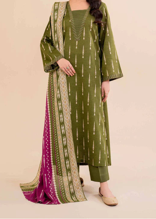 Grace W815 - Digital Printed 3pc Karandi Dress With Digital Printed Karandi Shawl.