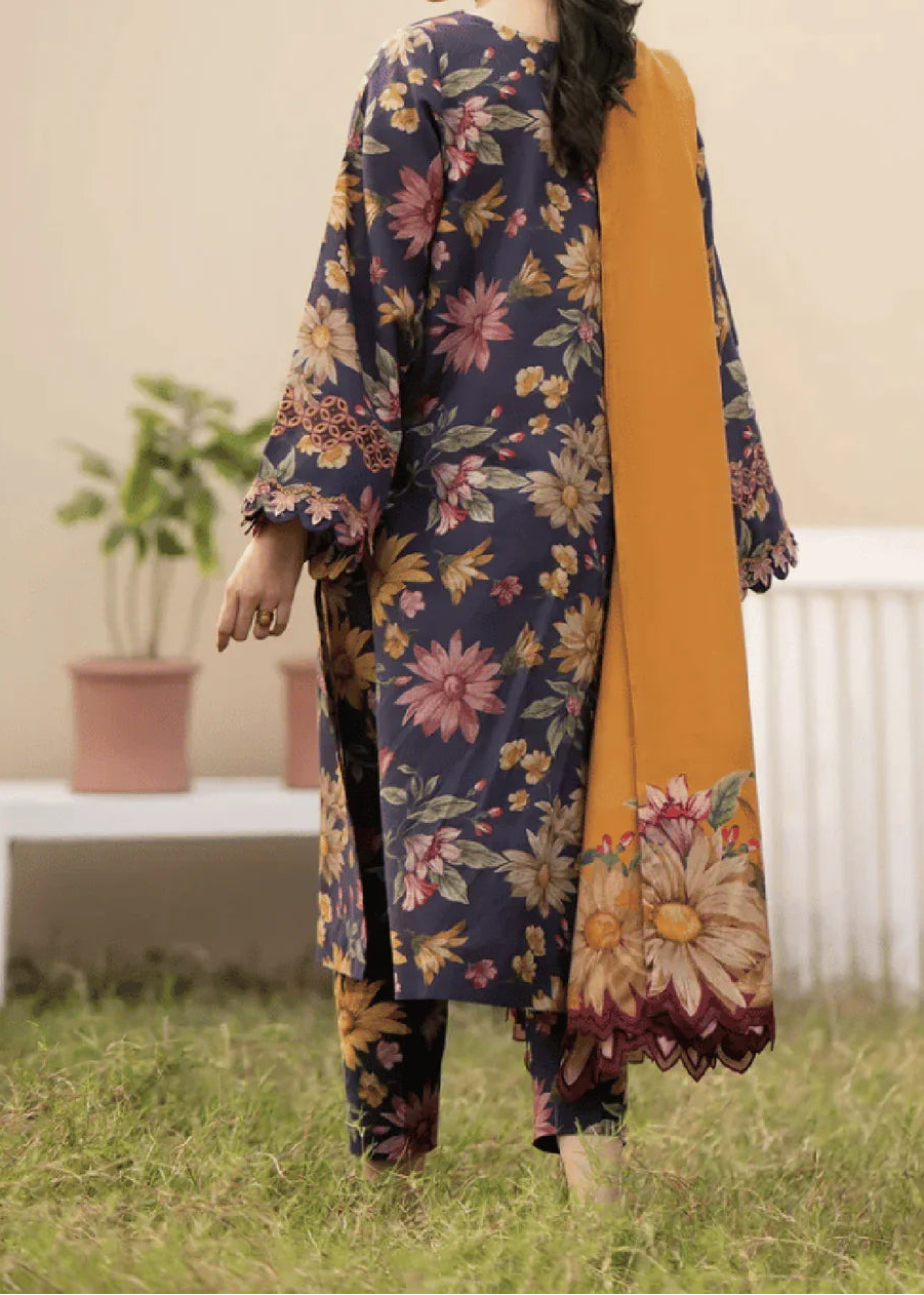Grace W841 - Digital Printed 3pc Karandi Dress With Digital Printed Karandi Shawl.