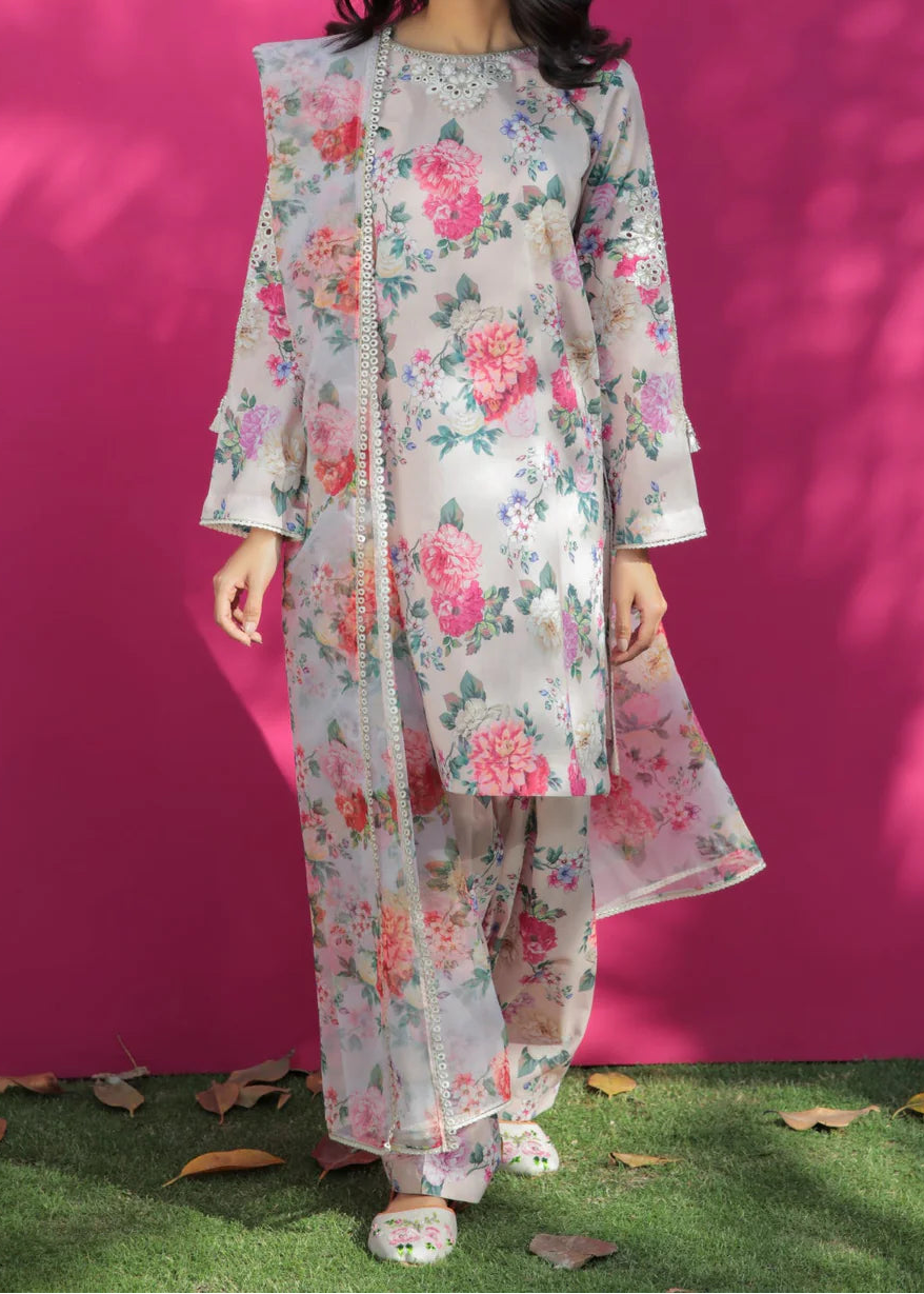 Grace W803 - Digital Printed 3pc Karandi Dress With Digital Printed Karandi Shawl.