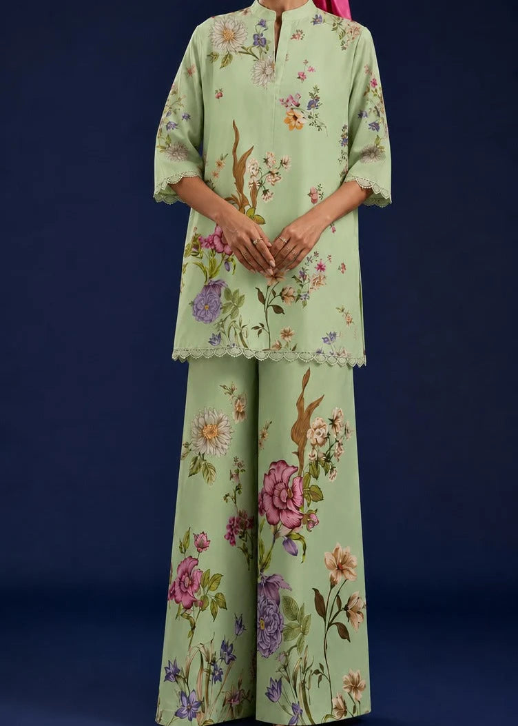 Grace Z-(W1063) - Stitched Digital Printed 2pc Silk Dress.