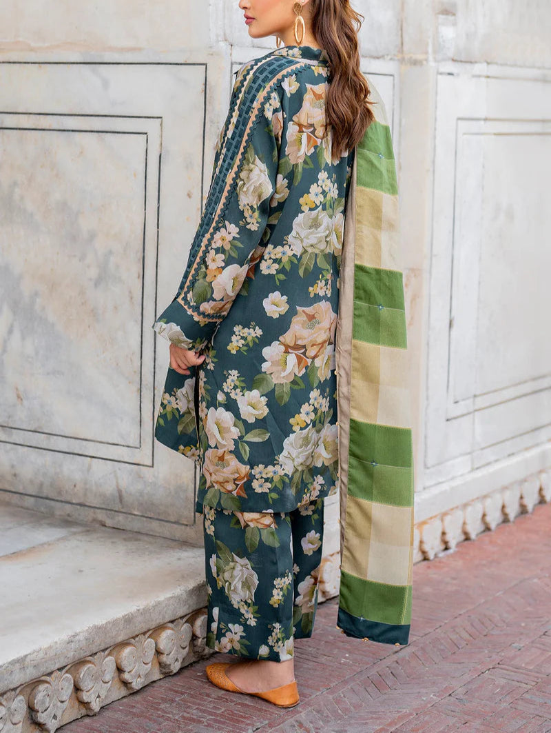 Grace W580-Printed 3pc karandi Dress With Printed karandi Shawl.