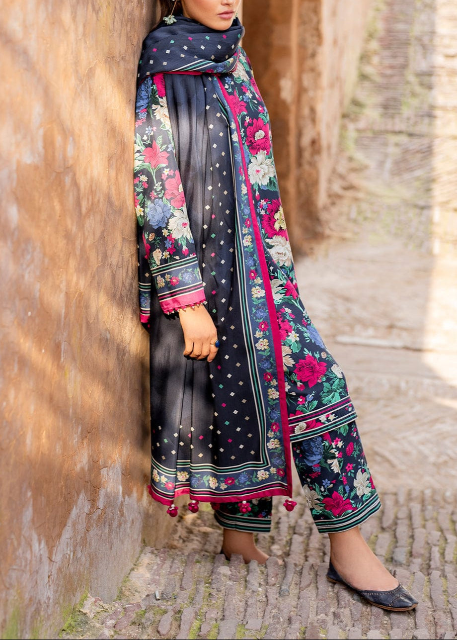 Grace W594-Printed 3pc karandi Dress With Printed karandi Shawl.