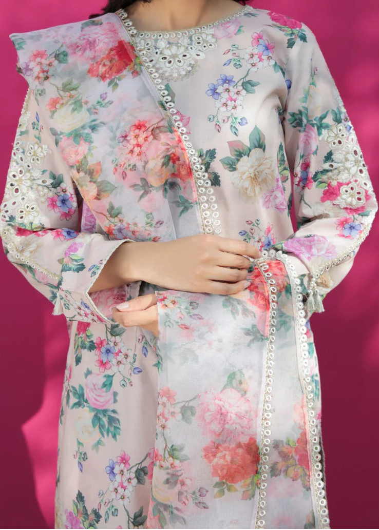 Grace W803 - Digital Printed 3pc Karandi Dress With Digital Printed Karandi Shawl.