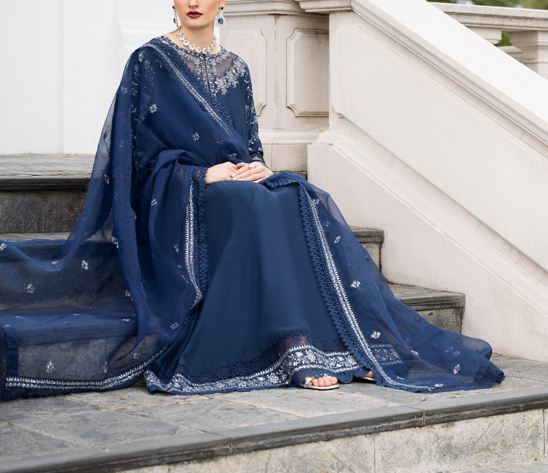 Grace S1226-Embroidered 3pc Sequence Lawn Dress With Embroidered Organza Dupatta.