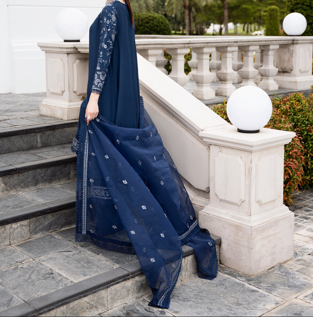 Grace S1226-Embroidered 3pc Sequence Lawn Dress With Embroidered Organza Dupatta.
