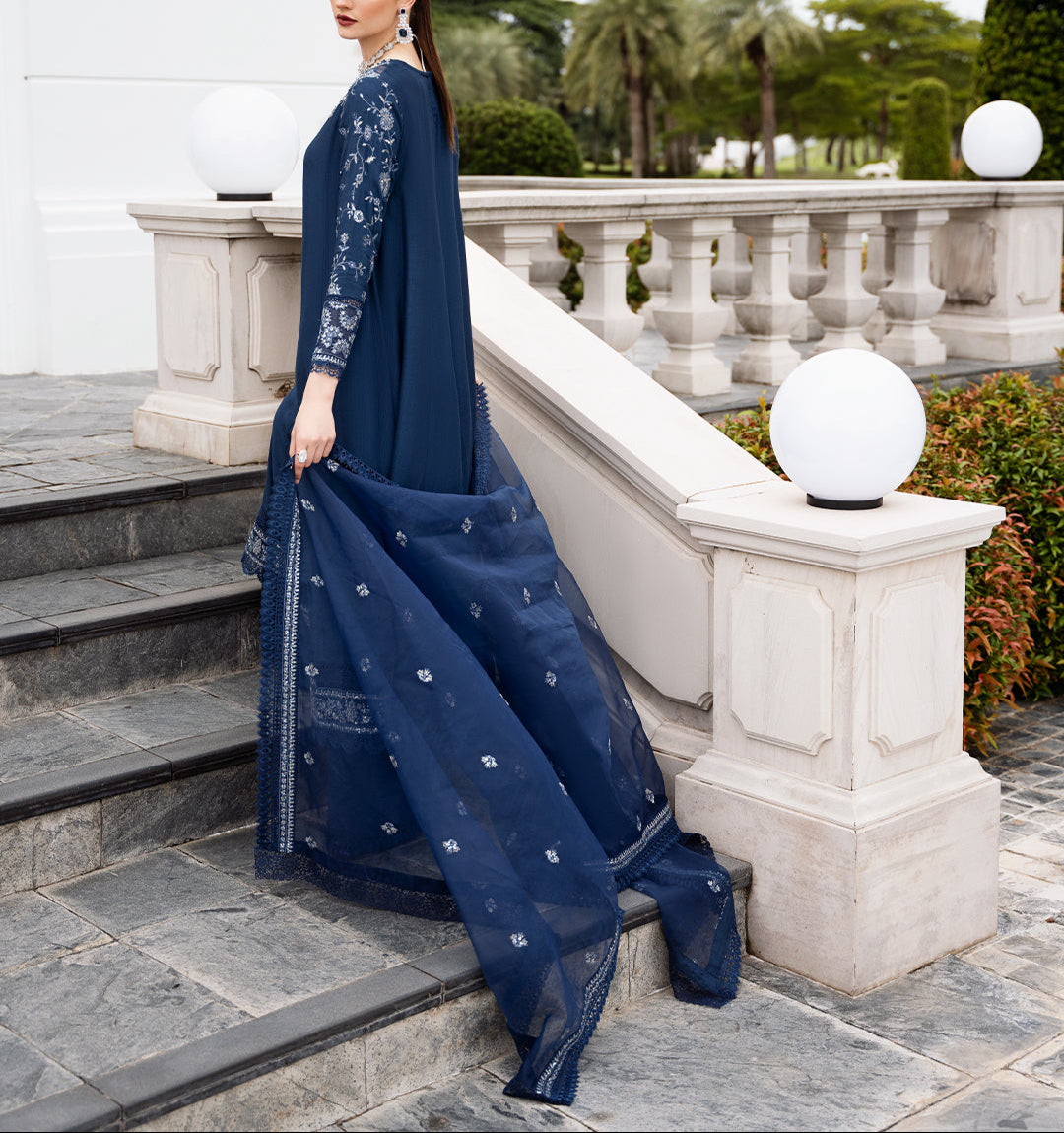 Grace S1226-Embroidered 3pc Sequence Lawn Dress With Embroidered Organza Dupatta.