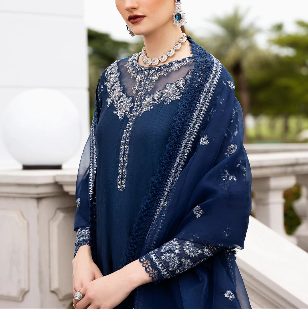 Grace Z107- Stitched Embroidered 3pc Sequence Lawn Dress With Embroidered Organza Dupatta.