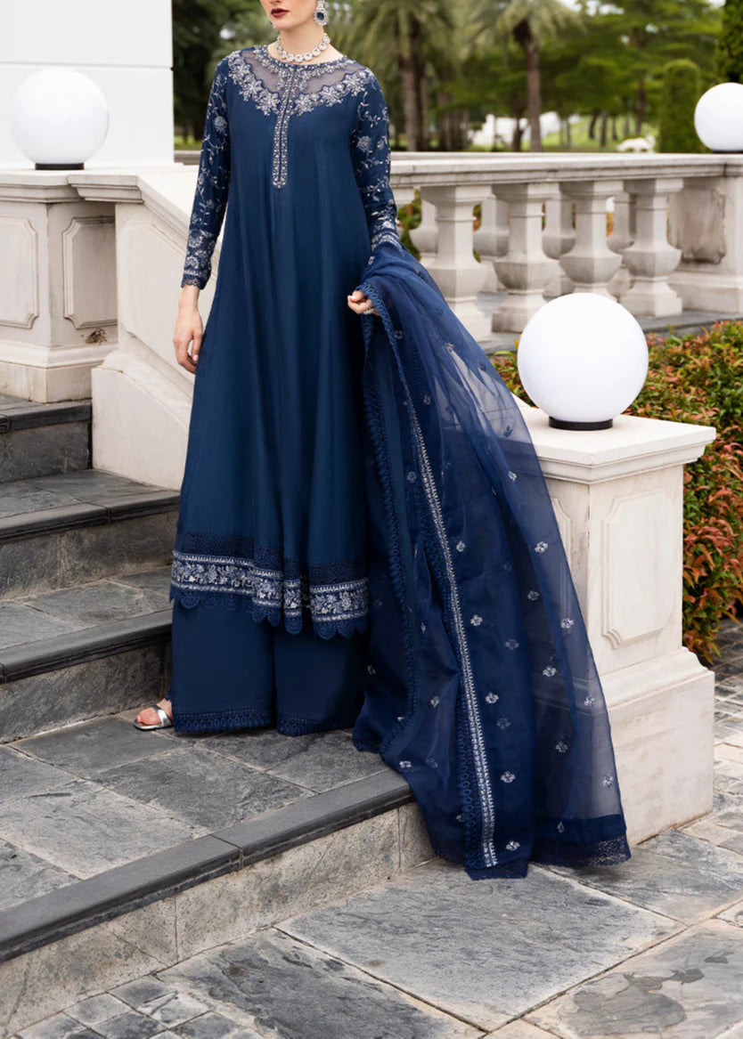 Grace Z107- Stitched Embroidered 3pc Sequence Lawn Dress With Embroidered Organza Dupatta.