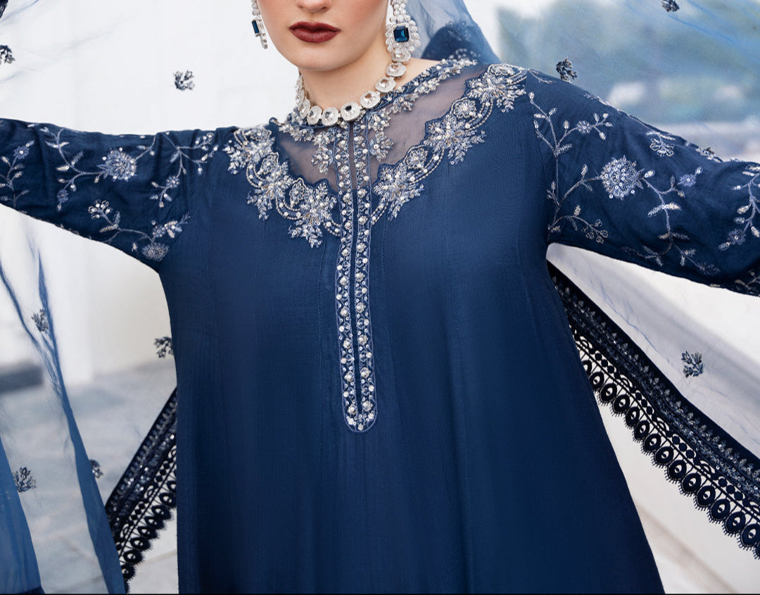 Grace S1226-Embroidered 3pc Sequence Lawn Dress With Embroidered Organza Dupatta.