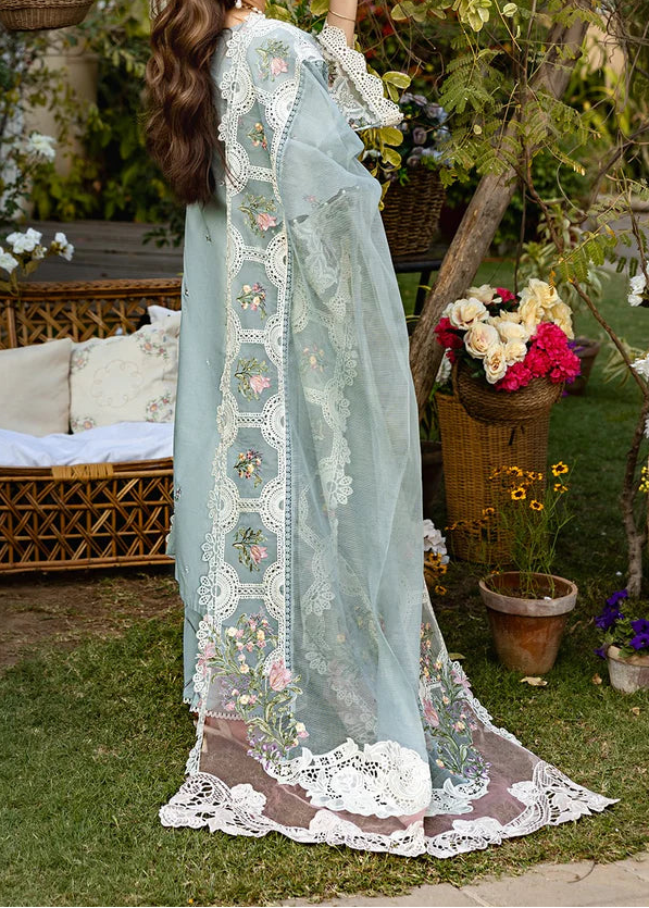 Grace S1484 - Embroidered 3pc Lawn Dress With Embroidered Khadi Net Dupatta.