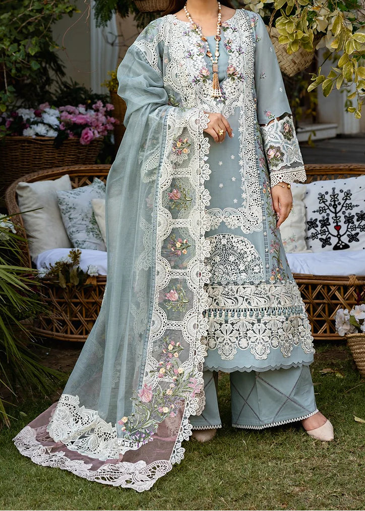 Grace S1484 - Embroidered 3pc Lawn Dress With Embroidered Khadi Net Dupatta.