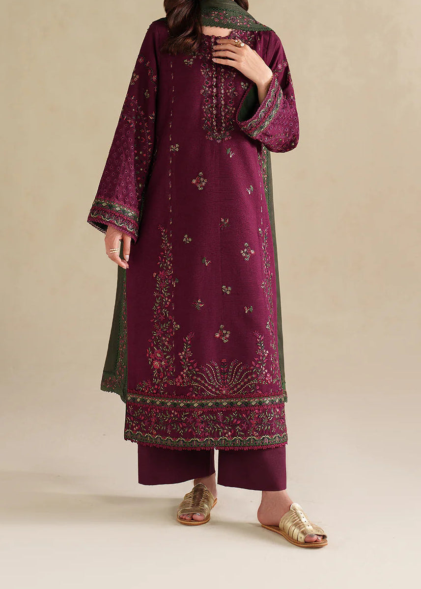 Grace W976-Embroidered 3pc Marina Dress With Printed Shawl.