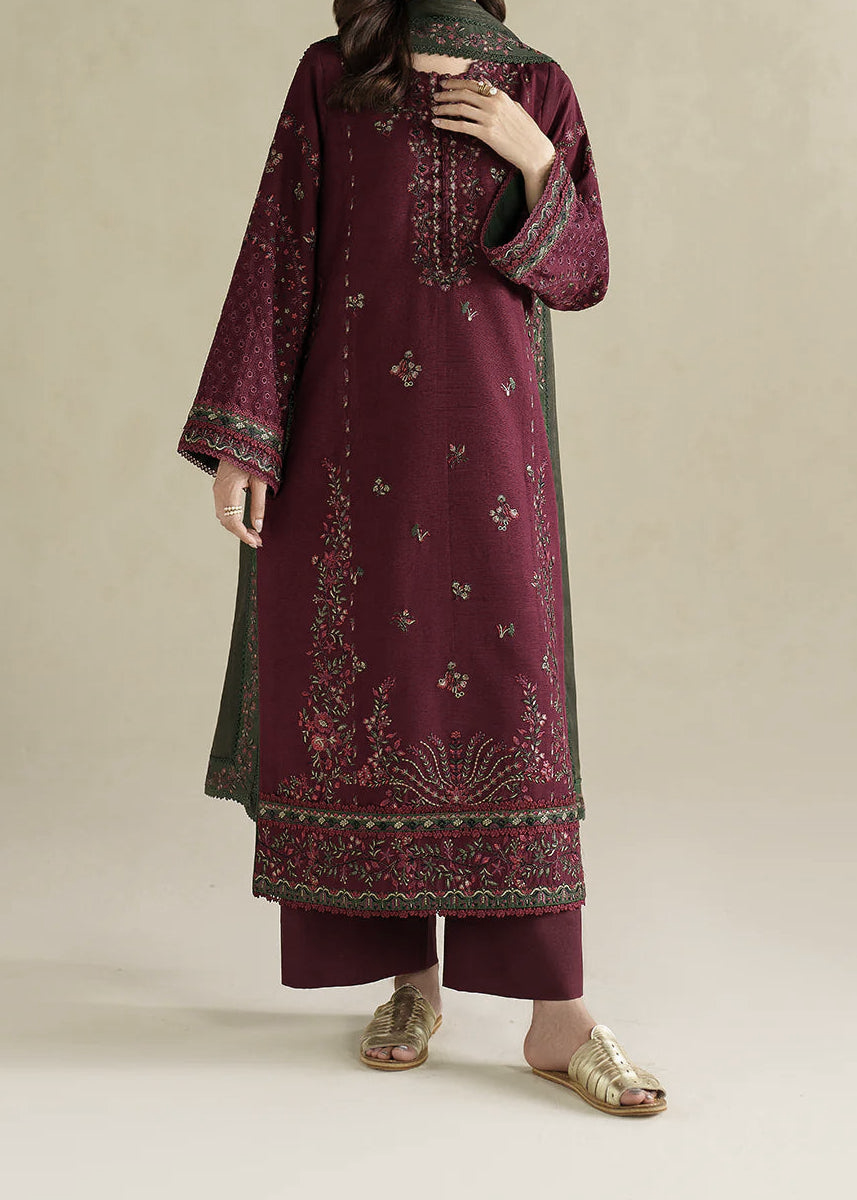 Grace W976-Embroidered 3pc Marina Dress With Printed Shawl.