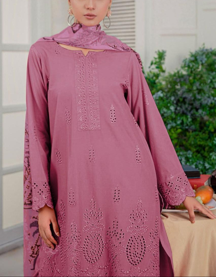 Grace S961-Embroidered 3PC CHIKANKARI Lawn Dress With Printed Munar Dupatta.