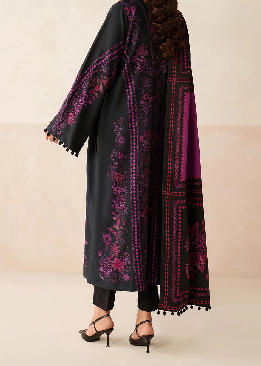 Grace W945 - Embroidered & Printed 3pc Karandi Dress With Digital Printed Karandi Shawl.