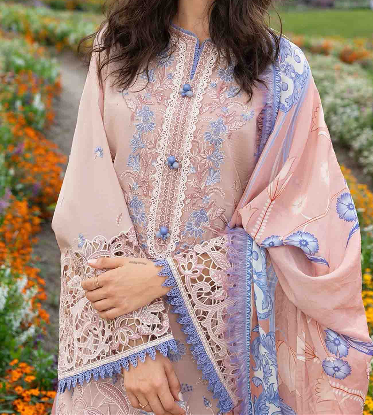 Grace S1426 - Embroidered 3pc Lawn Dress With Printed Lawn Dupatta.