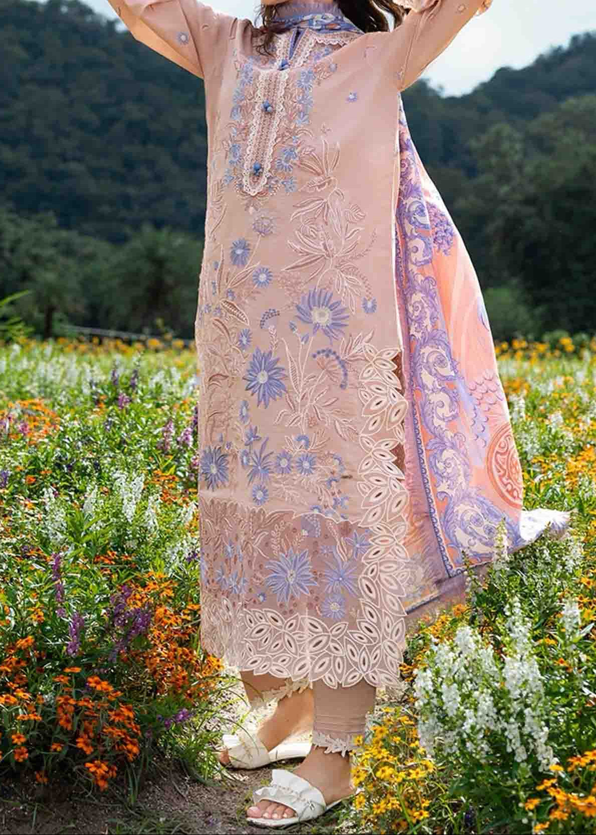 Grace W1044 - Embroidered 3pc Marina Dress With Printed Shawl.