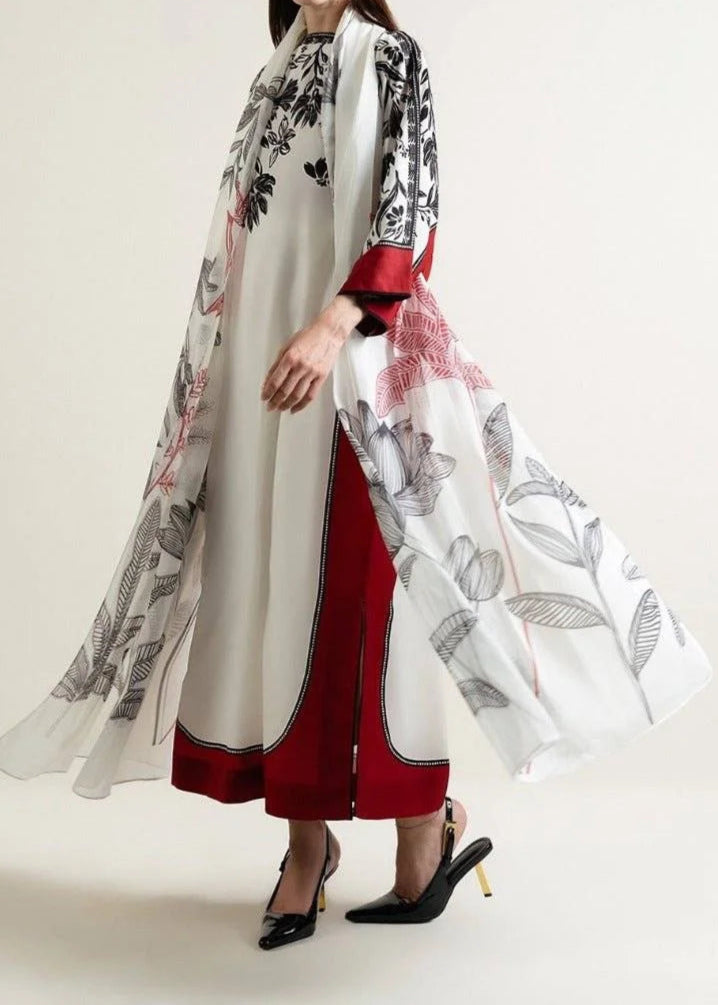 Grace W700 - Digital Printed 3pc Silk dress With Digital Printed Silk  Dupatta.