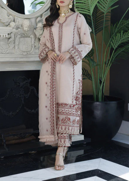 Old Rose– Embroidered Chiffon Unstitched 3Pc Suit.