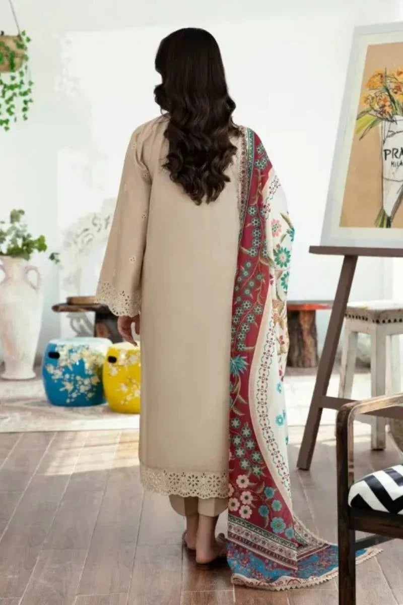 Grace S1224-Embroidered 3pc CHIKANKARI Lawn Dress With Printed Munar Dupatta.