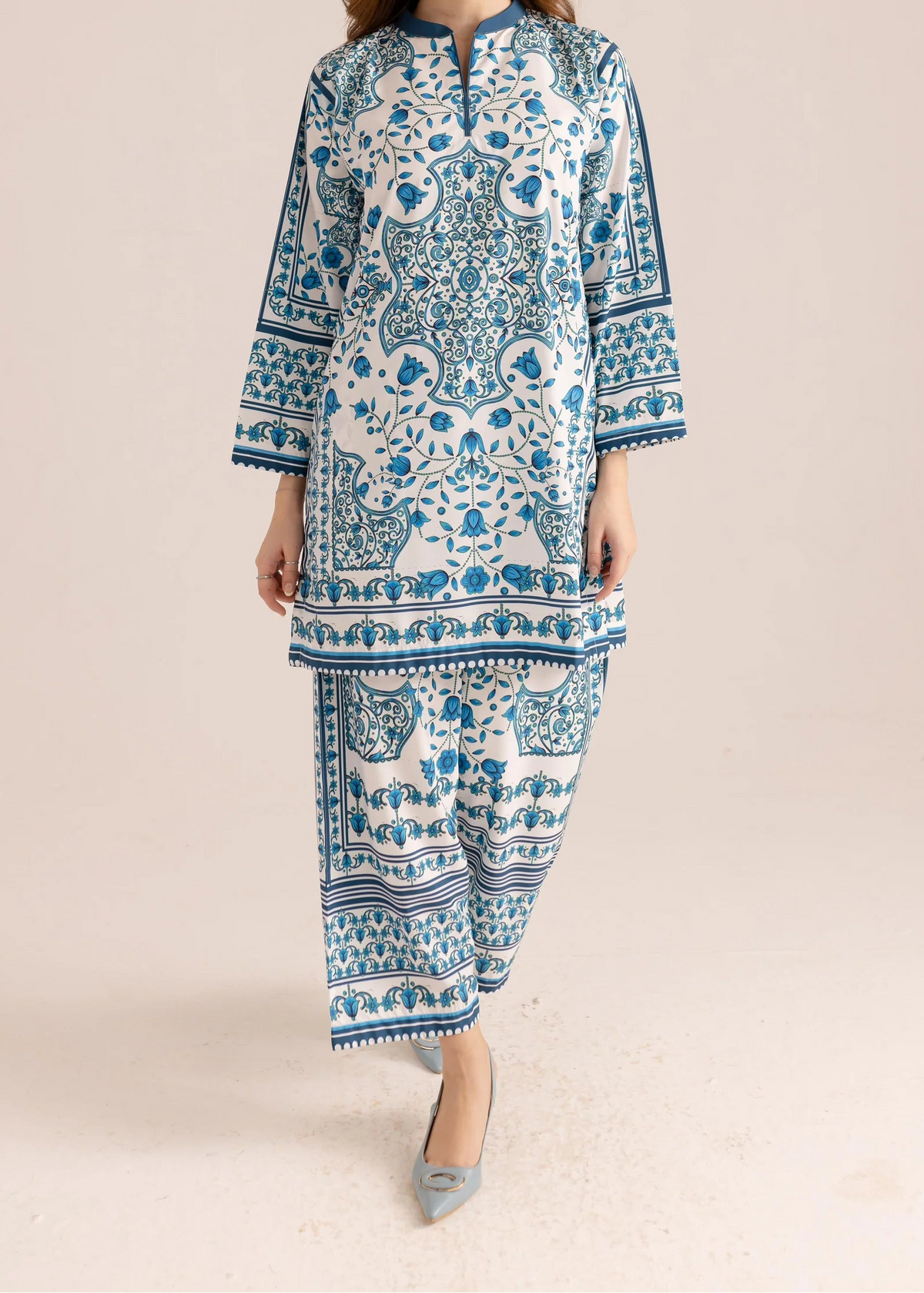 Grace W924 - Digital Printed 2pc Silk Dress.