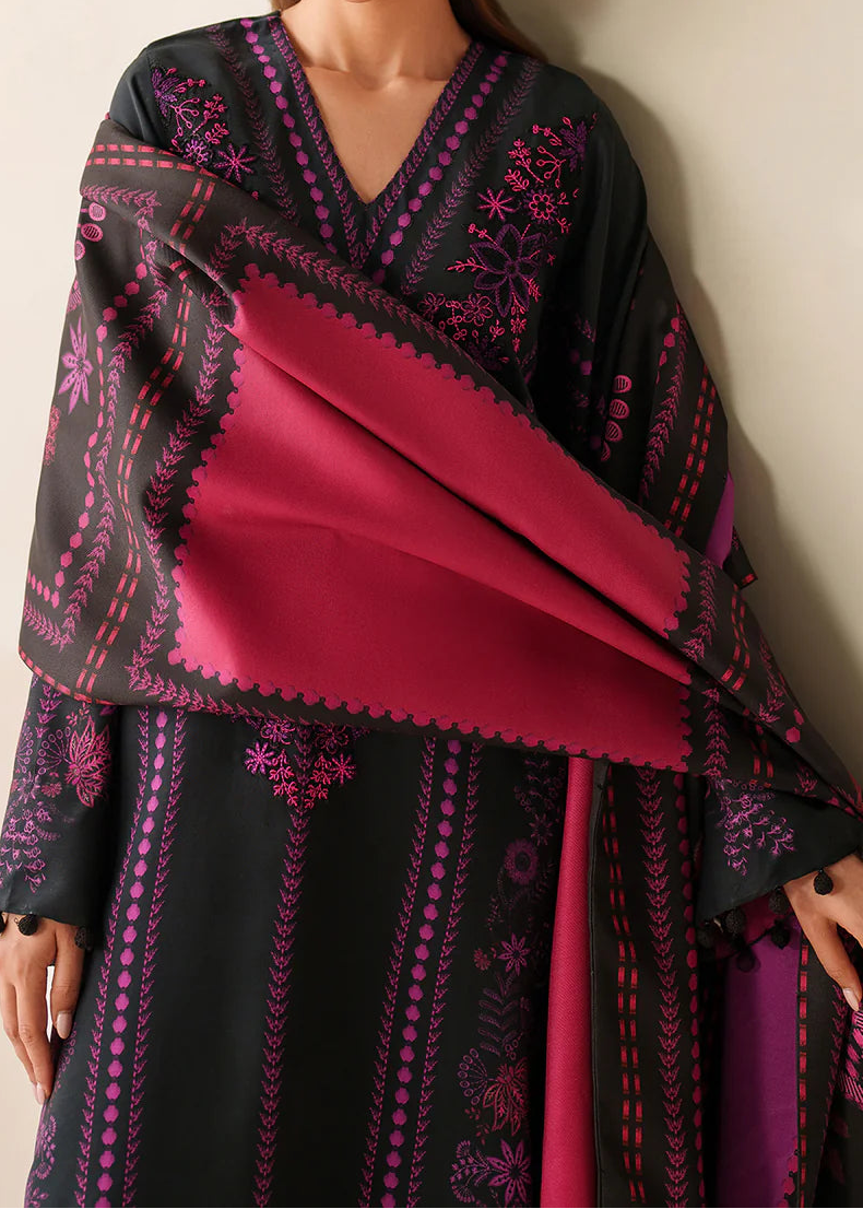 Grace W945 - Embroidered & Printed 3pc Karandi Dress With Digital Printed Karandi Shawl.