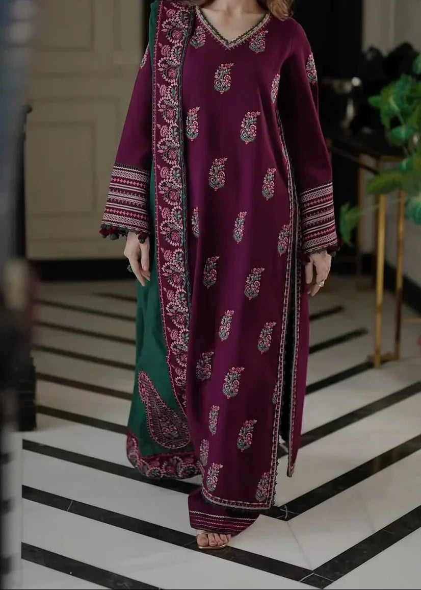 Grace Z-(S1320)- Stitched Embroidered 3pc Lawn Dress With Embroidered Lawn Dupatta.