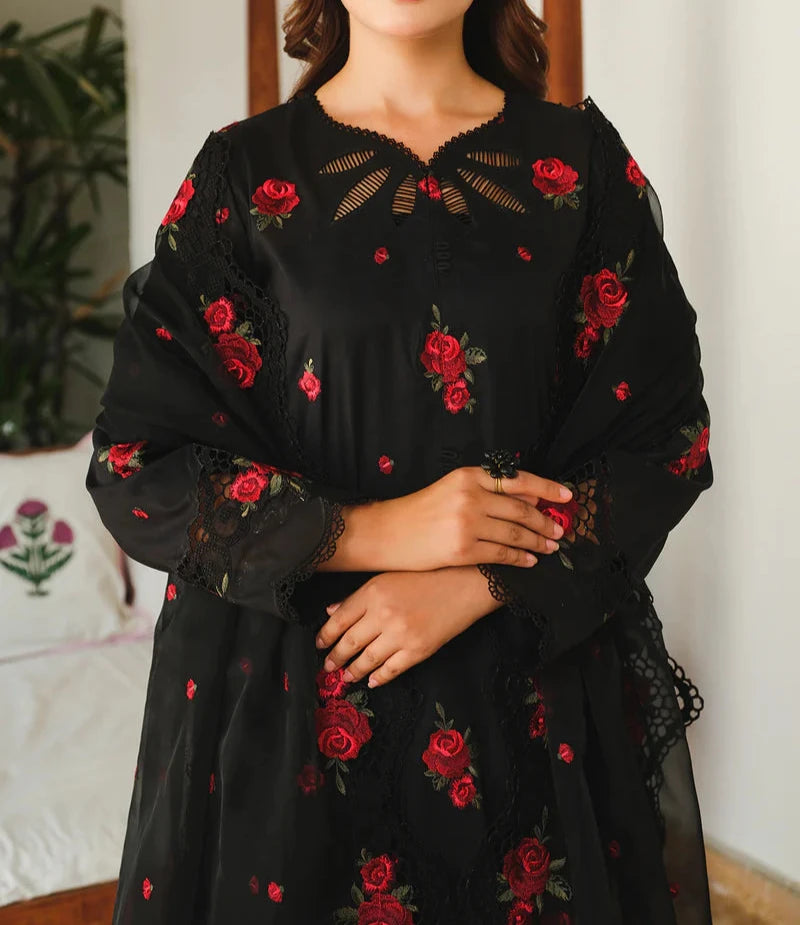 Grace S783-Embroidered 3pc lawn dress with Embroidered chiffon dupatta