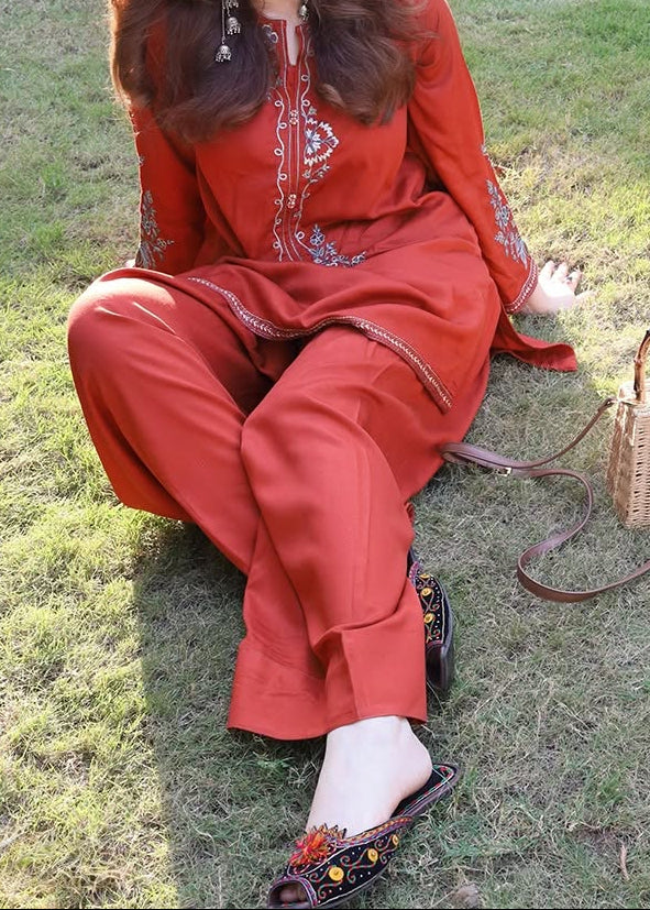 Grace Z-(W914) - Stitched Embroidered 2pc Marina Dress.