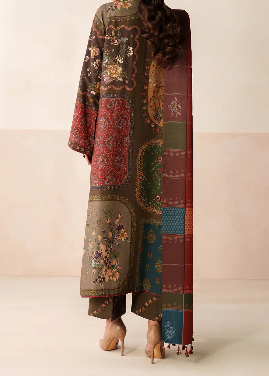 Grace W849 - Digital Printed 3pc Karandi Dress With Digital Printed Karandi Shawl.