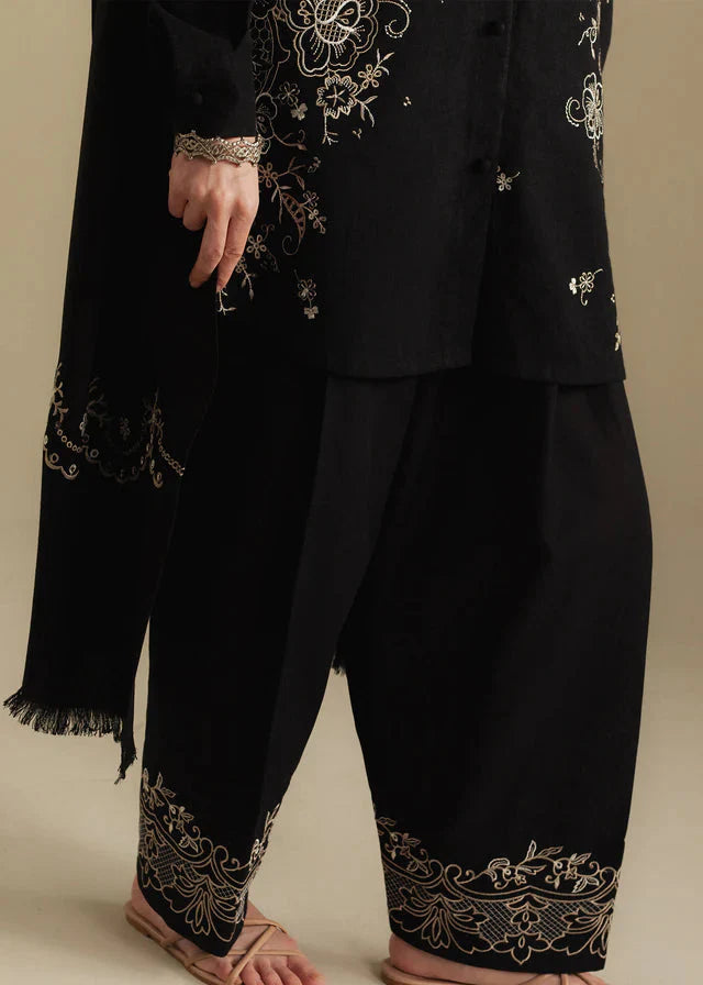 Grace Z-(W929) - Stitched Embroidered 3pc Marina Dress With Embroidered Marina Shawl.