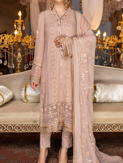 Tea Rose – Embroidered Chiffon Unstitched 3Pc Suit