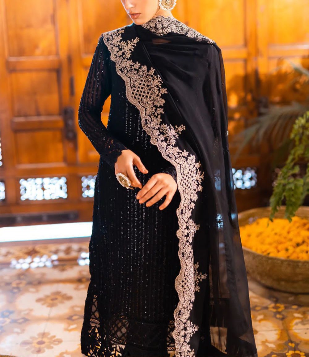 Grace W478- Embroidered 3Pc Chiffon Dress With Embroidered chiffon dupatta.